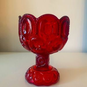 L.E. Smith "Moon & Stars" Amberina Compote Candy Dish 5 1/2” X 4 1/2”